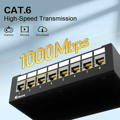 8 Port Patch Panel CAT6 Keystone Patch Panel UTP Network for Home/Office (1U 8Port, CAT6 Shielded)