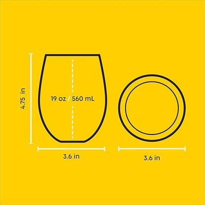 JoyJolt Marvel Spider-Man Spidey-Sense Stemless Drinking Glasses, 19oz Superhero Glass Tumblers, Set of 4 Drink Glasses, Marvel Gifts for Men and Women