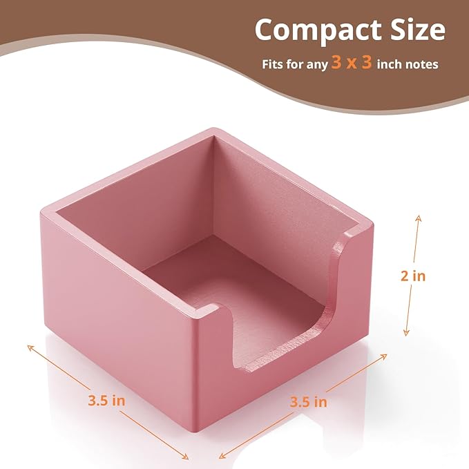 Sticky Note Holder, Post It Note Dispenser for Office Desk Accessories, Self Stick Note Pad Holder, Memo Pad Holder Dispenser Organizer for School Office Desk Supplies, Pink