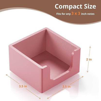 Sticky Note Holder, Post It Note Dispenser for Office Desk Accessories, Self Stick Note Pad Holder, Memo Pad Holder Dispenser Organizer for School Office Desk Supplies, Pink