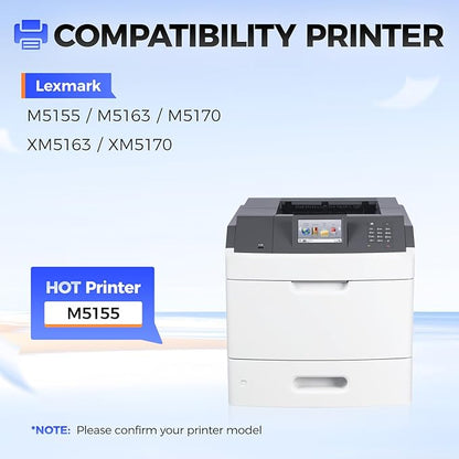 24B6015 Toner Cartridge Black with chip High Yield 1-Pack Replacement for Lexmark 24B6015 Toner Cartridges Compatible with Lexmark M5155 M5163 M5170 XM5163 XM5170 Laser Printer Ink All-in-One