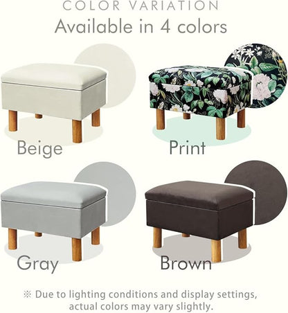 lumizone Small Ottoman with Storage Footstool Compact Foot Rest Stool for Living Room Under-Desk Entryway or Bedroom 10.63" Low-Height Storage Ottoman Cube Lightweight & Stylish (Beige)