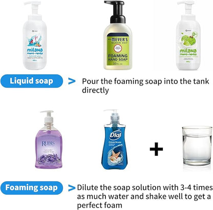 Automatic soap Dispenser,rechargeability touchless Dish Soap Dispenser，4-Level Adjustable，for Kitchen, Bathroom, Hotel, Restaurant (Foam White)