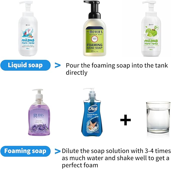 Automatic soap Dispenser,rechargeability touchless Dish Soap Dispenser，4-Level Adjustable，for Kitchen, Bathroom, Hotel, Restaurant (Foam Black)