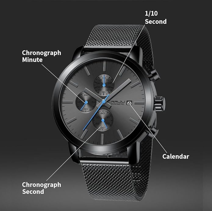 CRRJU Mens Stylish Casual Quartz Watches for Men Luxury Waterproof Calendar Chronograph Japan Movement Wristwatches
