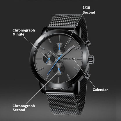CRRJU Mens Stylish Casual Quartz Watches for Men Luxury Waterproof Calendar Chronograph Japan Movement Wristwatches