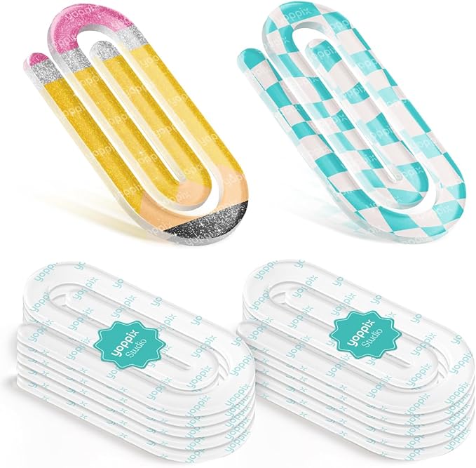 10 Pcs Sublimation Paper Clips Blanks - Clear Acrylic Jumbo Clips Paperclip Bookmark Clips for Heat Transfer, DIY Crafts, Office School Supplies, Customizable Gift Ideas