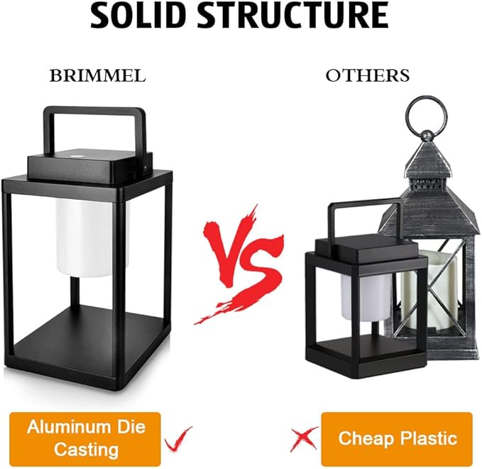 Aluminum Outdoor Table Lamp - Rechargeable 350 Lumen 3 Level Touch Control, IP44 Waterproof Cordless Outdoor Lamps Table Lantern with USB Port for Patio(3000K Warm White)