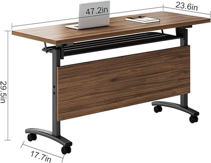 Conference Table,Modern Portable Folding Conference Room Table,Flip Top Rolling Mobile Training Table with Silent Locking Wheels for Seminar Meeting Table Business Tables (6 Pack, 47.2x23.6x29.5inch)