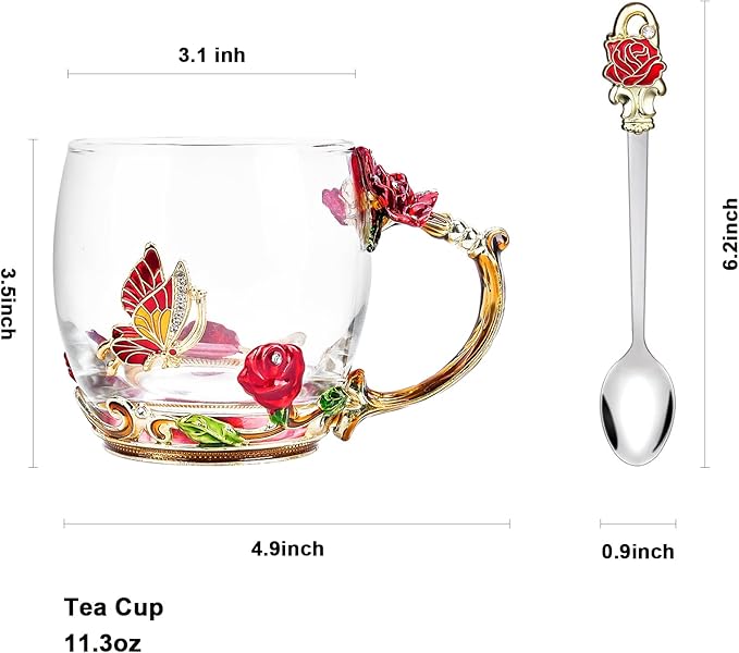 OEAGO Gifts for Mom Women Valentines Day Gifts for Her Glass Coffee Enamels Mug Best Birthday Valentine's for Girlfriend Wife Mothers Day from Daughter Son Tea Cup Stocking Stuffers Christmas