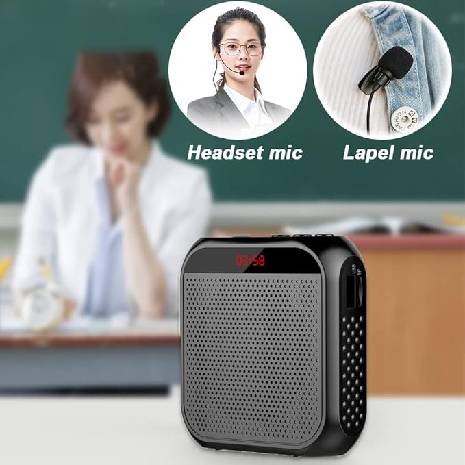 Portable Voice Amplifier for Teachers,Rechargeable Microphone for Teachers, Small Speaker Amplifier with Wired Microphone,Pa System for Outdoors, Teaching, Meeting, Presentation, etc(Black)
