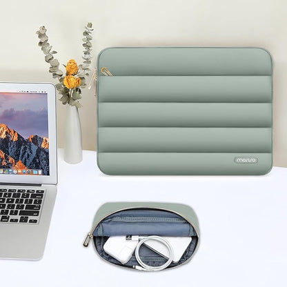 MOSISO 15-15.6 inch Laptop Case, 16 inch Puffy Laptop Sleeve Compatible with MacBook Pro 16, HP Dell ASUS Acer Toshiba Lenovo Notebook Computer, Polyester Horizontal Bag with Small Case, Antique Green