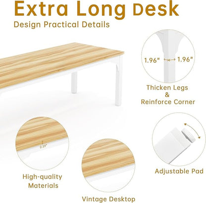 Conference Table, Super Sturdy Large Rectangle Meeting Seminar Table, Long Business Tables, Light Walnut, 8Pcs