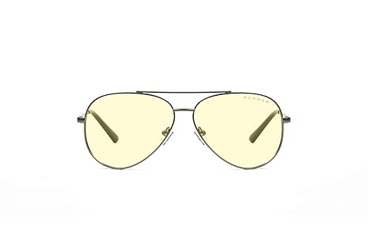 GUNNAR - Premium Gaming and Computer Glasses - Blocks 65% Blue Light - Maverick, Gunmetal, Amber Tint