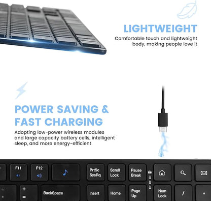 TIETI K01R Wireless Keyboard, 2.4G Slim and Compact Wireless Keyboard with Numeric Keypad, Long Battery Life, Lag-Free for PC Laptop Computer Windows, Black