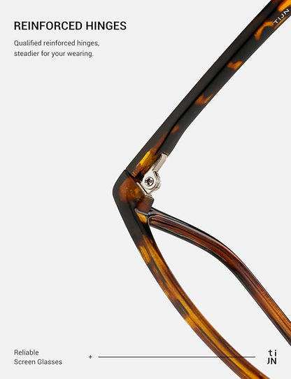 TIJN Blue Light Blocking Glasses for Women Men TR90 Frame Square Nerd Eyeglasses Anti Blue Ray Computer Screen Glasses