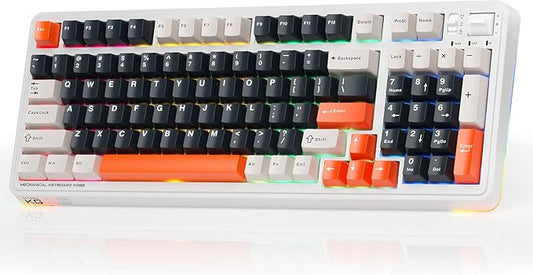 Machenike KG98 Mechanical Keyboard,Hot Swappable Custom Gaming Keyboard,Pre-lubed Linear Switches,RGB Sidelit,Tri-Mode 98 Keys Compact Layout for Gaming/Typing/Win/Mac/PC