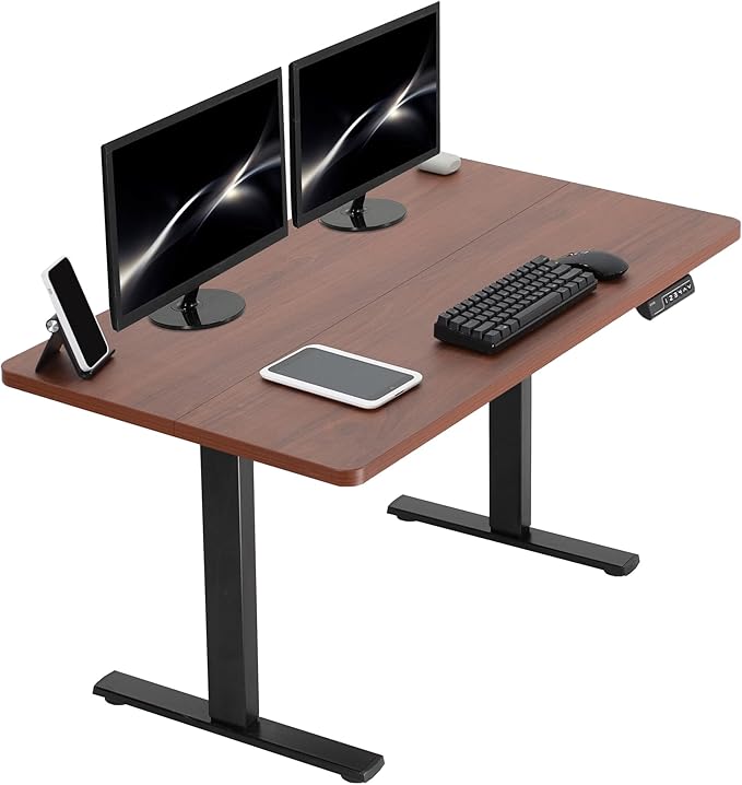 VIVO Electric 43 x 24 in Standing Desk, Memory Height Adjustment, 1B Series, Dark Walnut Top, Black Frame, DESK-1B4D