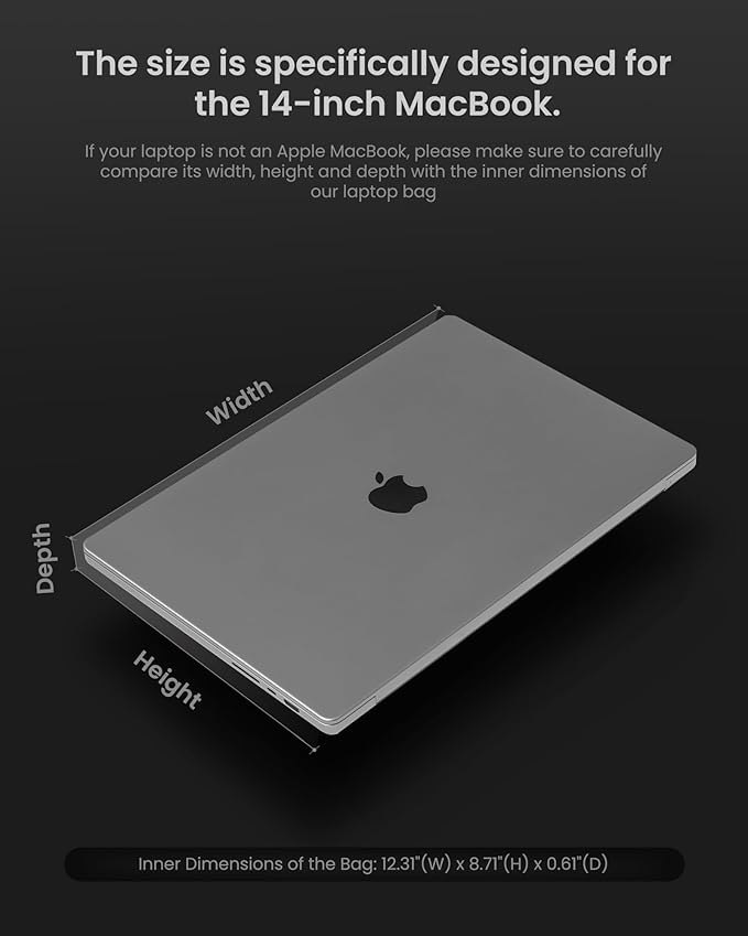 tomtoc Voyage-A10 Slim Laptop Sleeve for 14-inch New MacBook Pro M5(2025)/M4/M3/M2/M1 Pro/Max A3434 A3112 A3401 A3185 A2992 A2918 A2779, Water-Resistant MacBook Case Bag Cover with Minimalist Design