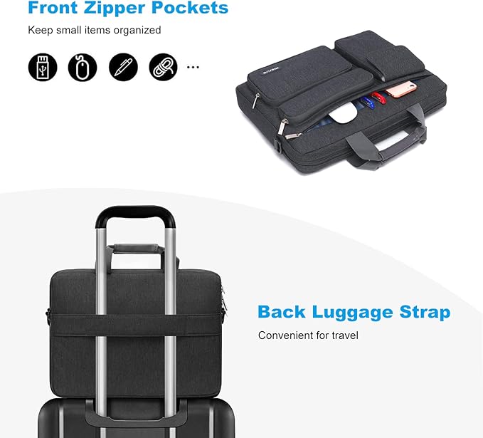MOSISO Laptop Shoulder Bag 15.6 inch, 15-15.6 inch Computer Bag Compatible with MacBook Pro 16 inch, HP, Dell, Lenovo, Notebook with 2 Raised&1 Flapover&1 Horizontal Pocket&Handle&Belt, Slate Gray