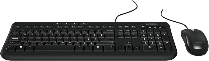 Incase Wired Desktop 600 Keyboard & Mouse Combo – Designed by Microsoft – Four Hot Keys, Spill-Resistant Keyboard, Quiet-Touch Keys, Optical Mouse, Left/Right Mouse with 800 DPI Sensor – Black