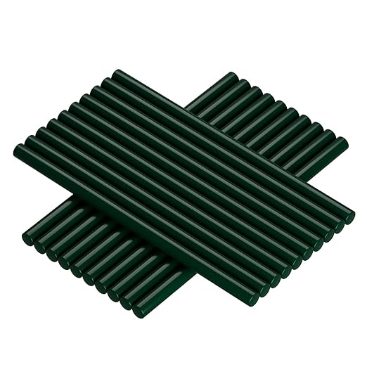 20-Pack Dark Green Hot Melt Glue Sticks, 0.43″ Dia × 8″ Long – Multi-Purpose Adhesive for Crafting, Woodworking, Decoration & Repair