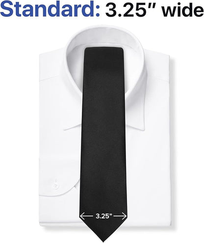 boxed-gifts Umo Lorenzo Tie for Men Satin Finish Necktie - Standard Width Ties - Black, Navy, Red, Sage Green Tie
