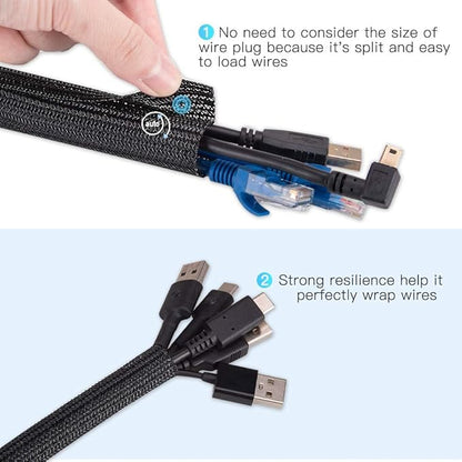 AGPTEK Cable Sleeve Cover, 10ft - 4/5 inch Desk Cord Organizer Cable Hider, Home Office Wire Management Computer TV Wire Loom Tubing, Pet Proof Cord Protector, from Cat Dog Chewing, Black