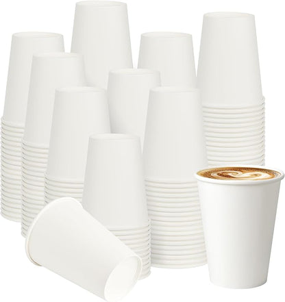 12 oz 300 Pack Paper Coffee Cups, Hot Paper Cups, Thickened Leak-Free White Disposable Coffee Cups for Hot and Cold Drinks