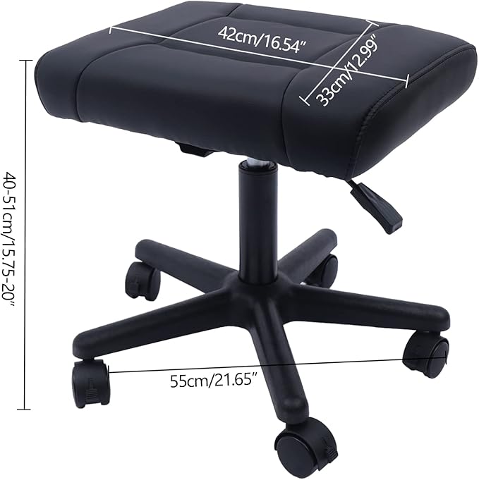 Office Footrest,Leg Rest Rolling Chair,Rolling Swivel Stool,Backless Height Adjustable Stool,Rest Ottoman Under Desk,Foot Stool with Wheels for Home Desk Counter Salon