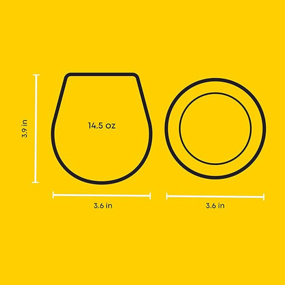 JoyJolt Spirits Stemless Wine Glasses for Red or White Wine (Set of 4)-15-Ounces