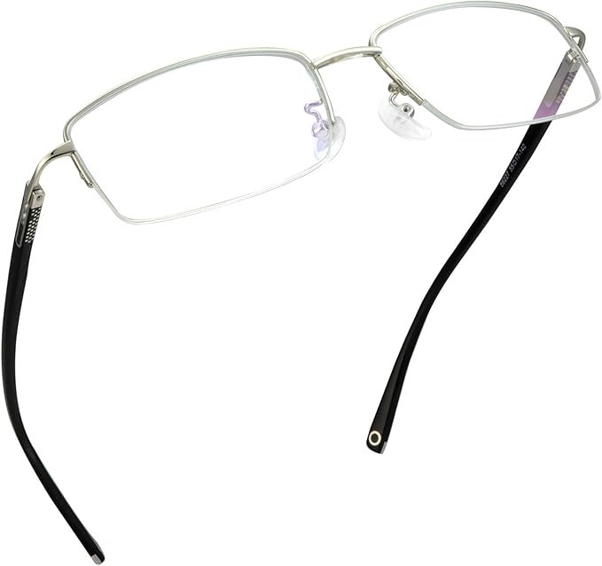 LifeArt Alloy Semi-Rimless Reading Glasses,Blue Light Blocking Glasses, Anti Eyestrain, Computer Gaming Glasses, TV Glasses for Women, Anti Glare (Silver, +2.00 Magnification)