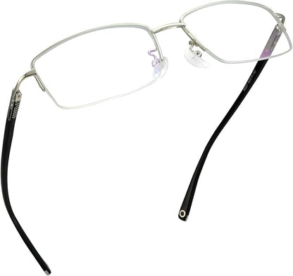 LifeArt Alloy Semi-Rimless Reading Glasses,Blue Light Blocking Glasses, Anti Eyestrain, Computer Gaming Glasses, TV Glasses for Women, Anti Glare (Silver, +2.00 Magnification)