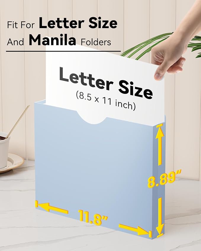 ANSOOK 1 Inch Plastic File Jackets, Manila File Folders Letter Size, 12 Heavy Duty Expanding File Folders, Expansion Pocket, Reinforced Straight Cut Tab, Morandi Color Folders for Office School Home