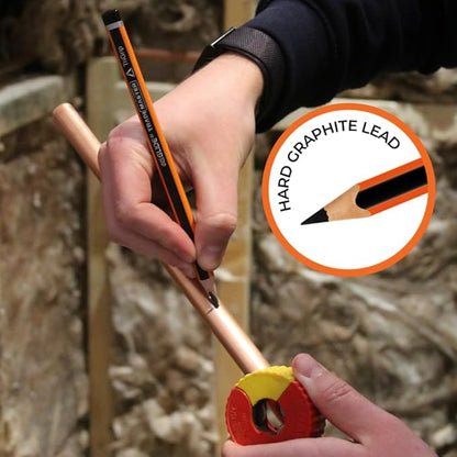Carpenters Pencils Pack of 5 | Builders Pencil with TriGrip Jumbo Barrel - Construction Pencils Having Hard Lead for Marking Wood, Brick, Concrete & Plasterboard | Work Pencil for Builders