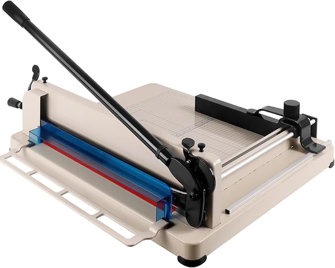 Paper Cutter Heavy Duty, 12 inch A4 Guillotine Paper Cutter, 500 Sheet Solid Capacity Steel Structure Paper Trimmer, Double Safety Protection for Cutting Paper, Leather, Cardboard, Polyester
