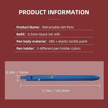 Gel Pens, 5 Pcs 0.5mm Fine Point Smooth Writing Pens Cute Pens, High-End Series Black Ink Pens for Journaling Note Taking, School Office Supplies for Women Men (5 Pcs Vintage)