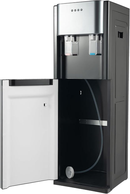 DYRABREST Bottom Loading Water Dispenser 5-Gallon Stainless Steel Water Cooler & Heater, Dual Temperature Floor Standing Electric Water Cooler with Heating and Cooling Functions (Dark Gray)