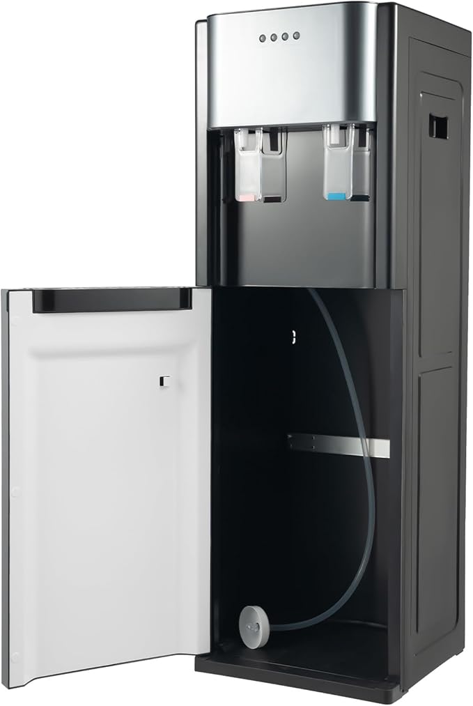 20l/5.28 Gallon Bottom Loading Water Dispenser, Hot & Cool Freestanding Water Dispenser W/Detachable Water Collection Box & Indicator Light for Home Office Living Room (Dark Gray)