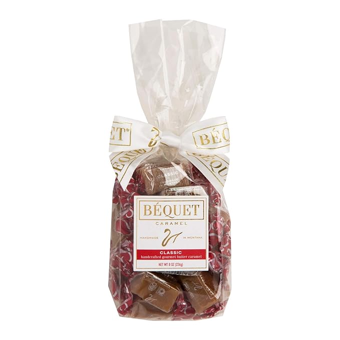 Béquet Caramel - Classic - Caramel Candy Individually Wrapped - Gourmet Caramel Candy - Made in Montana - Kosher (Star D) and Gluten Free - 8 oz Gift Bag