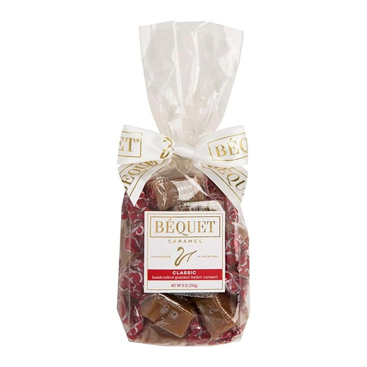 Béquet Caramel - Classic - Caramel Candy Individually Wrapped - Gourmet Caramel Candy - Made in Montana - Kosher (Star D) and Gluten Free - 8 oz Gift Bag