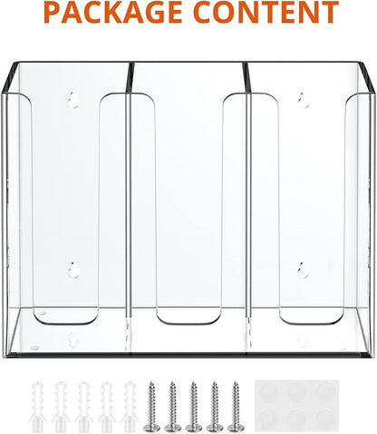 Richboom Acrylic Coffee Cup and Lid Storage Organizer Holder, 3 Compartments, Clear