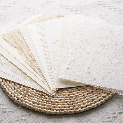 15Pcs Handmade Scrapbook Art Paper Craft Textured Paper Colorful A5 sheet Mesh Special Paper Mix for Scrapbooking Junk Journal Journaling Supplies DIY Materials,5.8x8.2 inches (White)