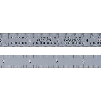 PEC Tools 24" Flexible Metal Ruler, Machinist Rule Made from High-Quality Carbon Steel with Satin Chrome Finish, 4R Graduaction (1/8", 1/16", 1/32", 1/64"), Trusted by Professionals, Made in USA