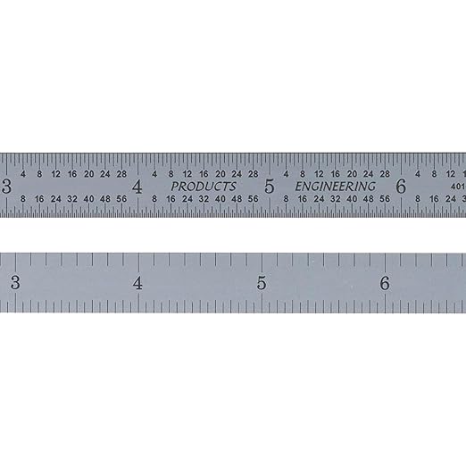 PEC Tools 24" Flexible Metal Ruler, Machinist Rule Made from High-Quality Carbon Steel with Satin Chrome Finish, 4R Graduaction (1/8", 1/16", 1/32", 1/64"), Trusted by Professionals, Made in USA