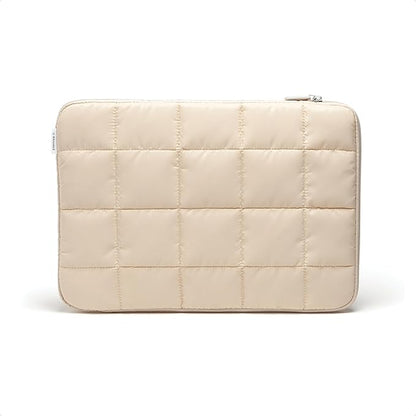 U Brands Nylon Puffer Large Laptop Case, 10.5" x 15", Computer Bag for MacBook Pro, MacBook Air, Chromebook, HP, Laptop Bag for Women, Sand Beige