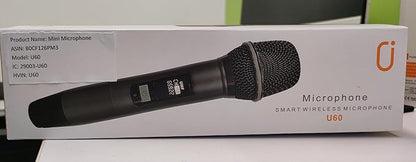 U60 Wireless Microphones, Dual UHF Microphone System with Rechargeable Receiver, Karaoke Microphone for Singing, Wedding, DJ, Party, Speech, Church, Class, 200ft