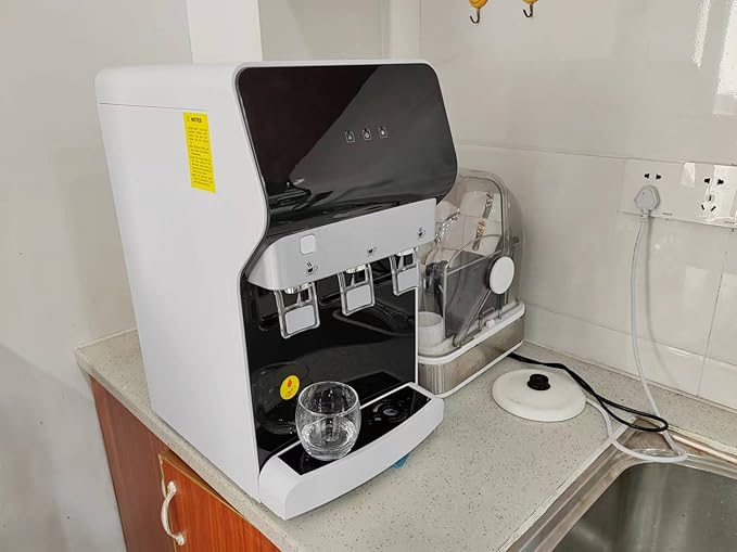 IKT Self Cleaning Bottleless Countertop Water Cooler Dispenser - with 4-Stage Water Filter and Installation Kit, Tri Temp Dispense