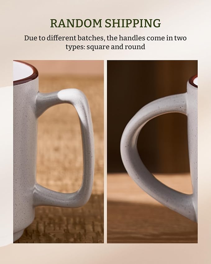 famiware Coffee Mugs Set of 6, Nebula 14oz Coffee Mugs, Ceramic Cup Set with Handle for Latte, Tea, Milk, Cappuccino, Cocoa, Light Gray