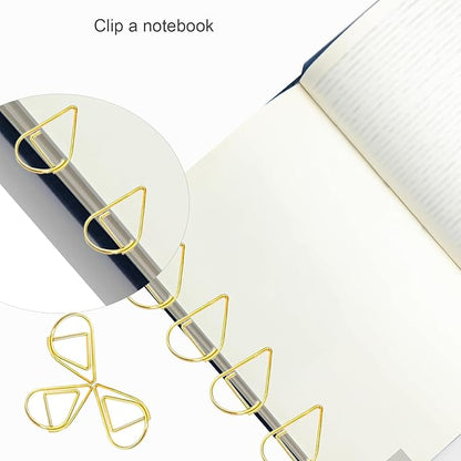 150 Pcs Small Gold Paper Clips Cute Paperclips Decorative Waterdrop Clips Basic Office Supplies for Photo Wedding Invitations